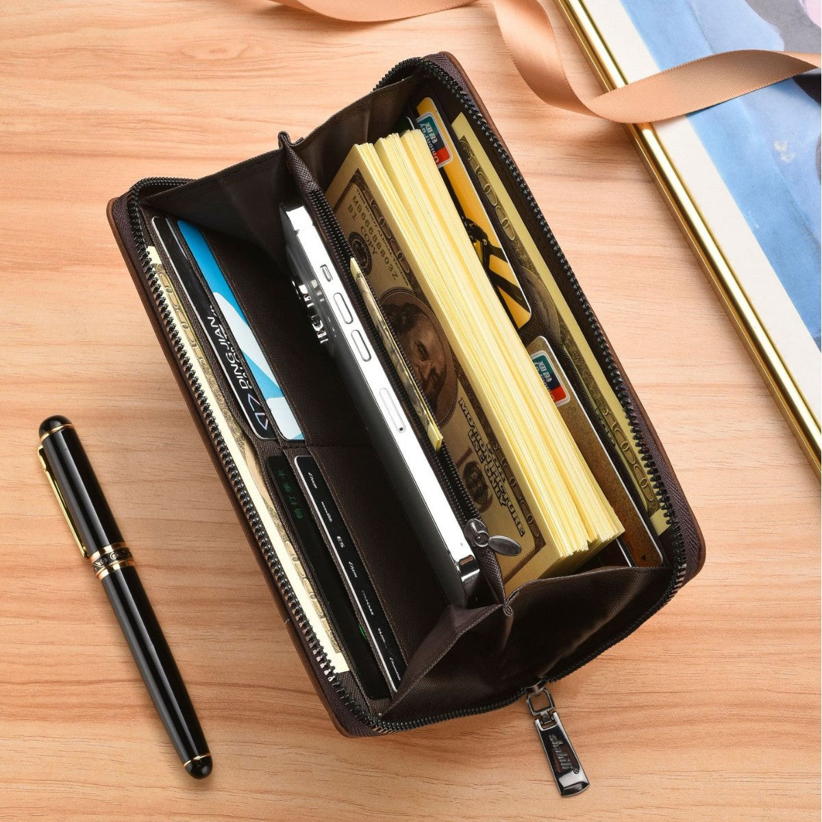 Men's Long Trendy Multi Slots Retro Large Men's Wallet
