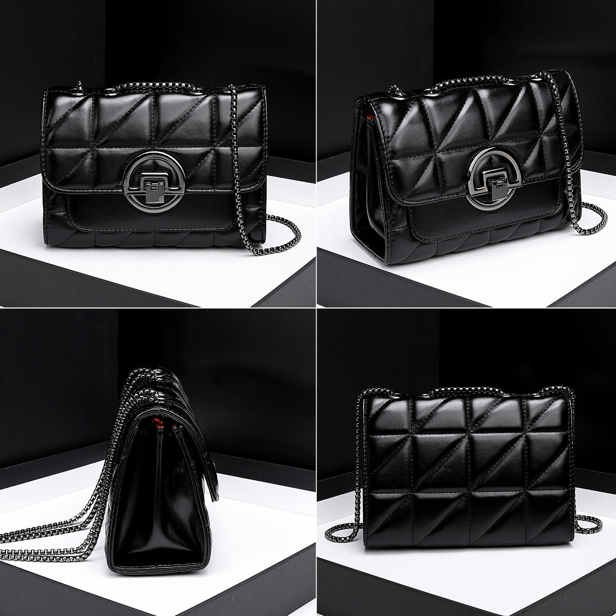 Women's Spring Stylish Good Texture Chain Rhombus Bags