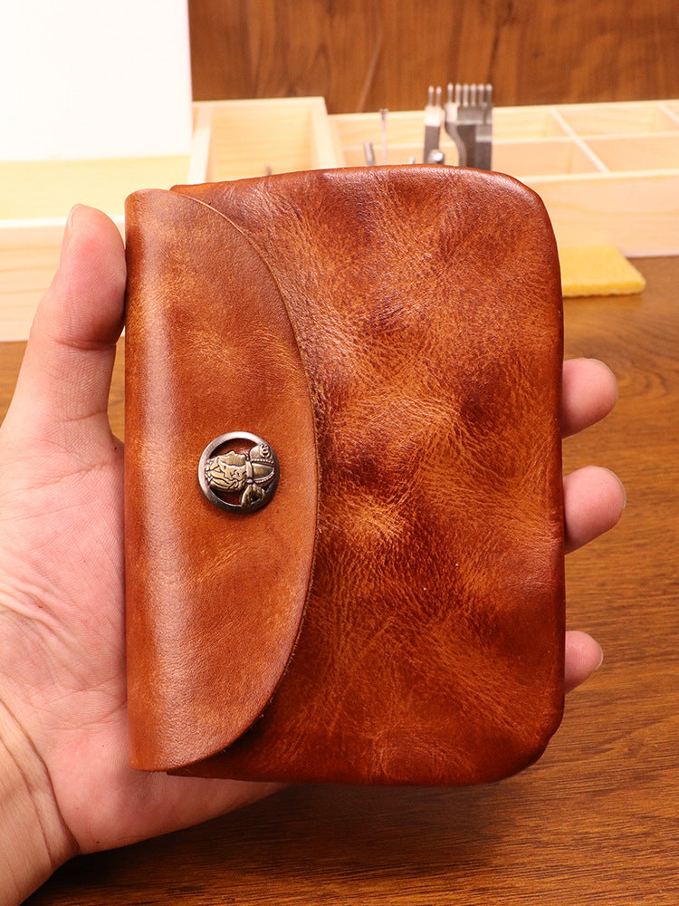 Women's & Men's & First Layer Cowhide Distressed Retro Large Card Holder