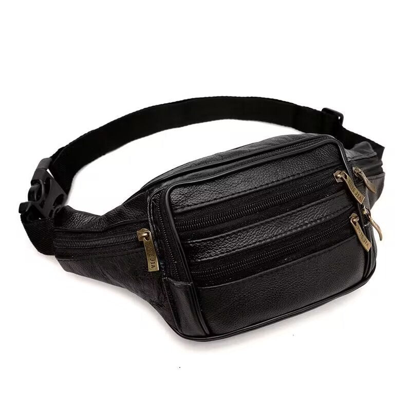 Men's Leather Pocket Multifunctional Waterproof Cell Business Men's Waist Packs
