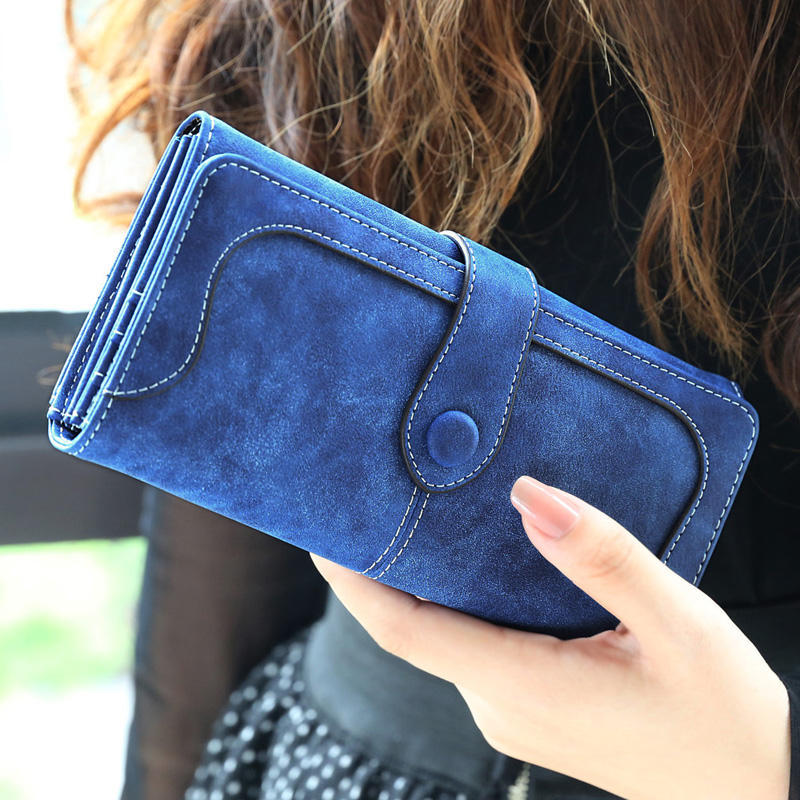 Women's Retro Patchwork Simple Solid Color Long Ladies Wallet