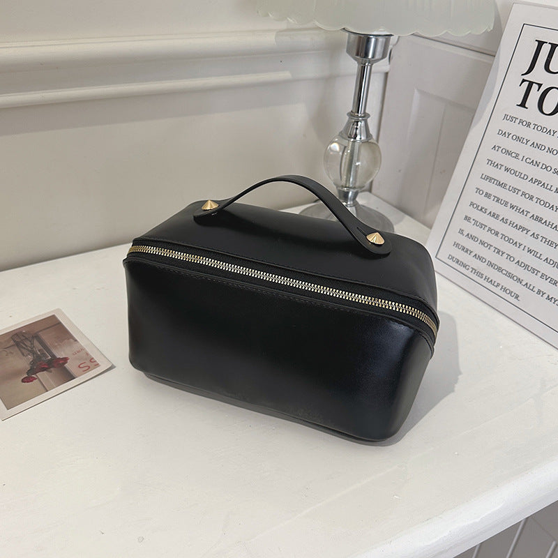 Women's Korean Style Portable Leather Wash Large Capacity Cosmetic Bags