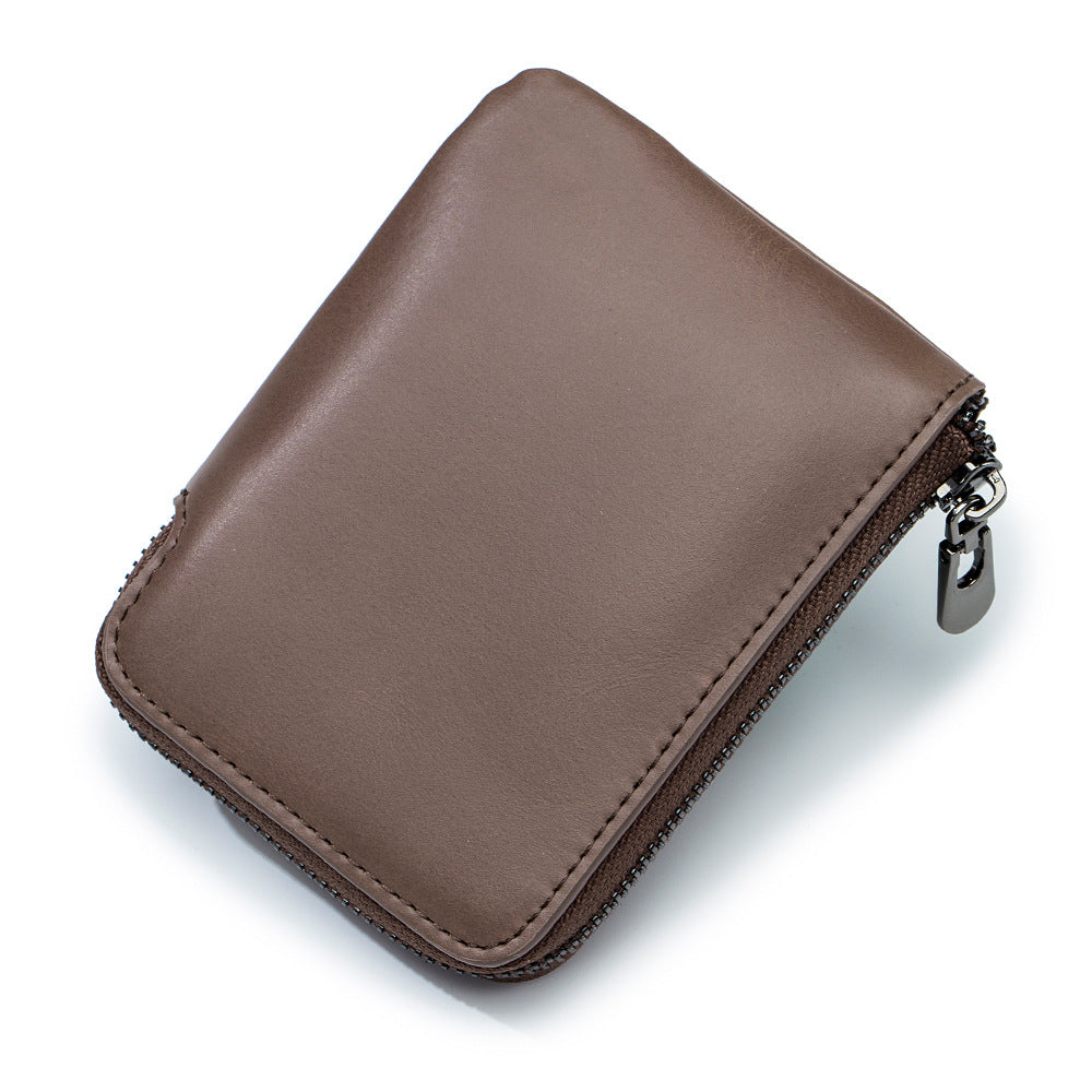 Simple Leather Short Vintage Zipper Cowhide Coin Purses
