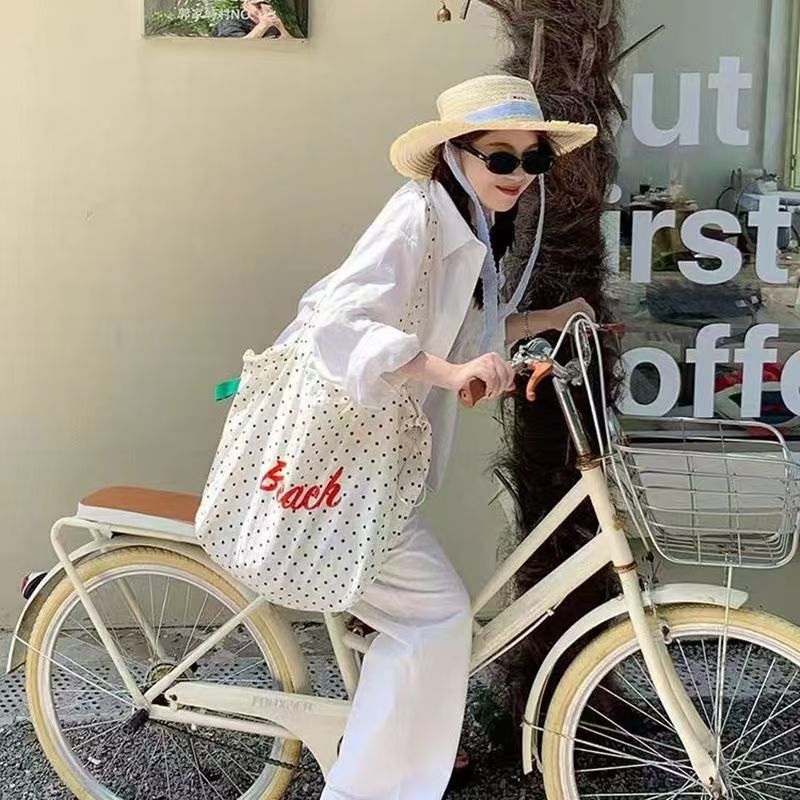 Polka Dot Nylon One Female Korean Commuter Underarm Letters Women's Shoulder Bag