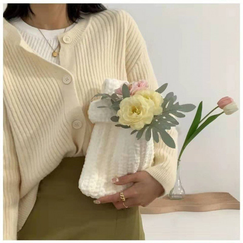 Style Wrist Hand-woven Wool Finished Crochet Handbags