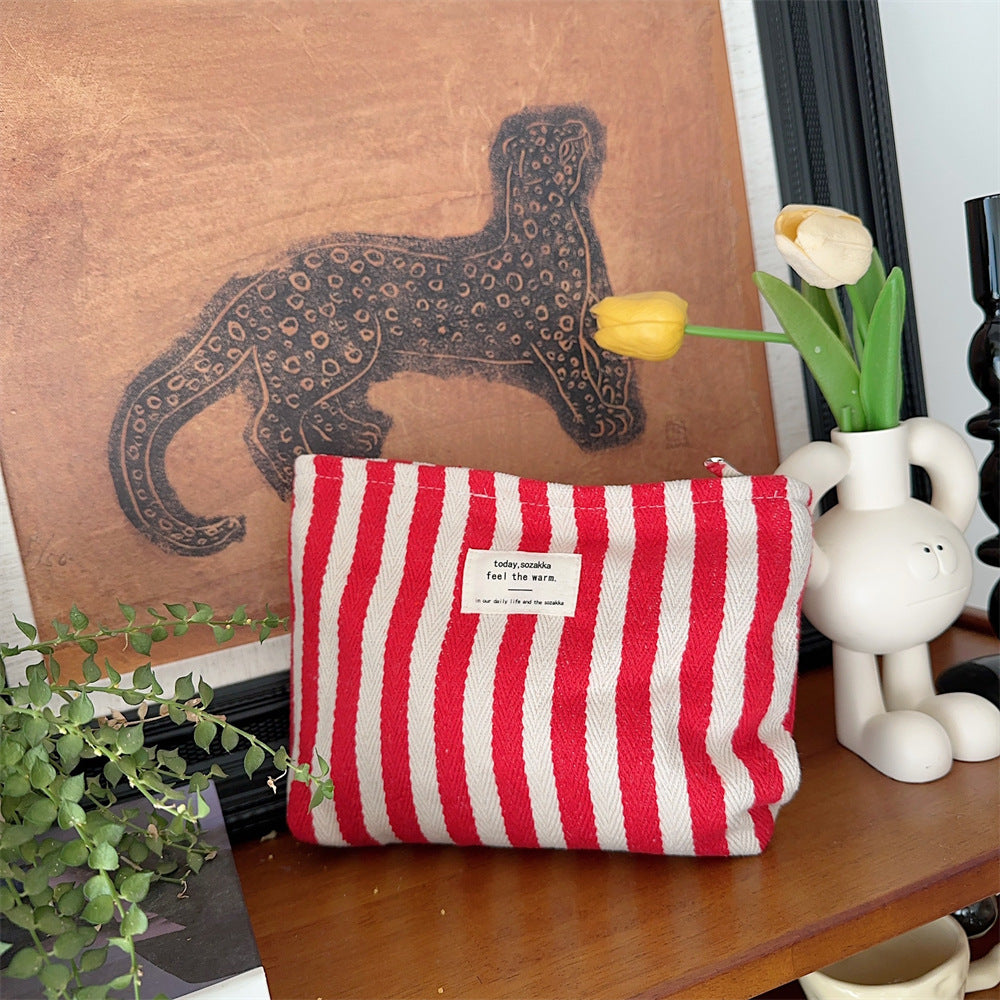 Women's Striped Make-up Toiletry Storage Large Capacity Cosmetic Bags