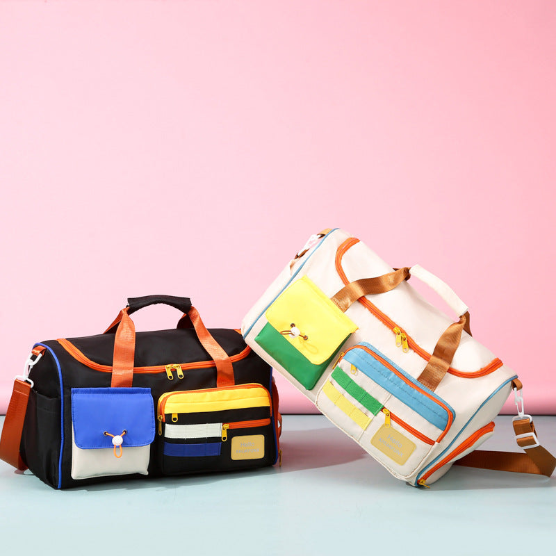 Versatile Contrast Color Fashion Portable Large Travel Bags