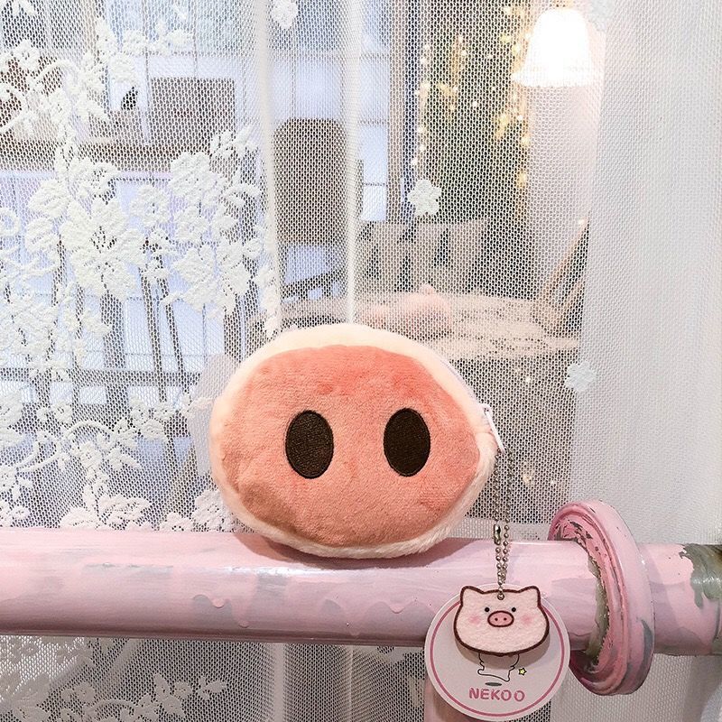 Mini Cute Pig Head Plush Heart Ladies Wallets
