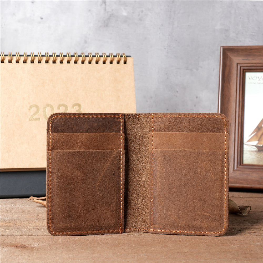 Men's Leather Crazy Horse Driving License Vintage Card Holder