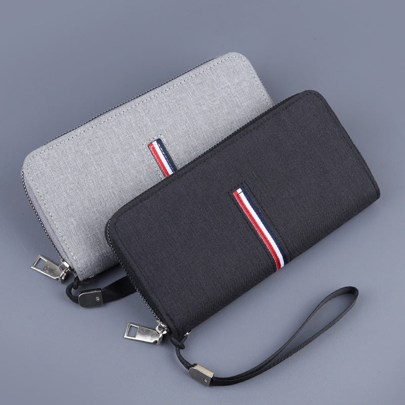 Men's Canvas Wrist Strap Clutch Zipper Cloth Men's Wallets