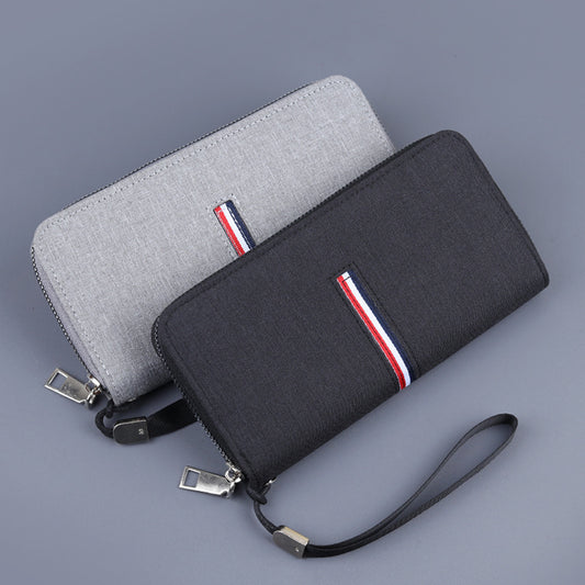 Men's Canvas Wrist Strap Clutch Zipper Cloth Men's Wallets