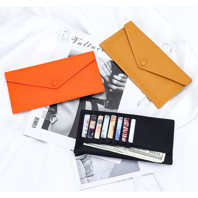 Women's First Layer Cowhide Long Leather Large Ladies Wallet