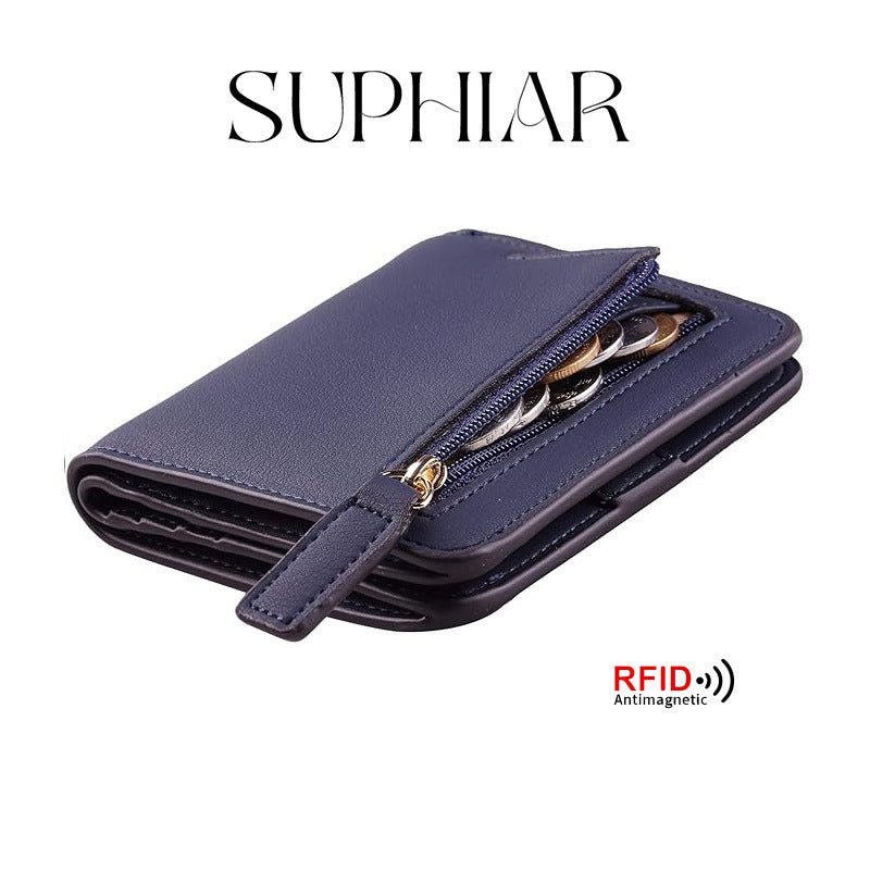 New Women's Simple Zipper Two-fold Short Coin Purses