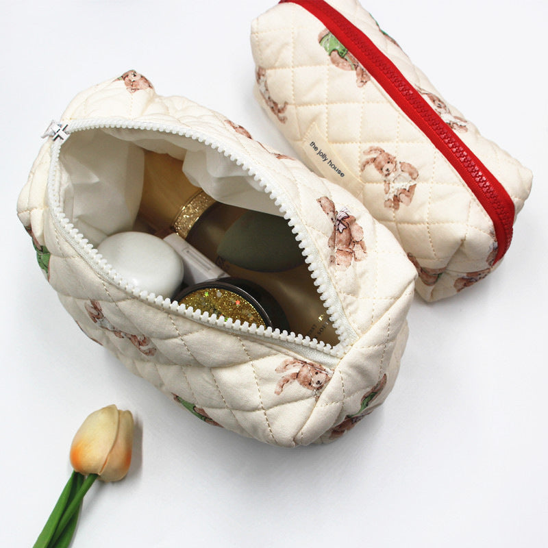 Rabbit Flower Large Capacity Portable Toiletry Cosmetic Bags