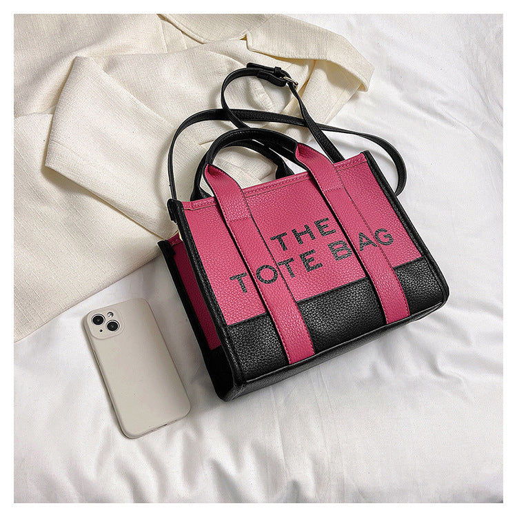 Women's Fashion Stitching Contrast Color Portable High Handbags