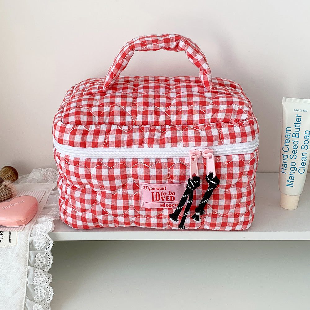 Portable Large Capacity Color Plaid Storage Bags