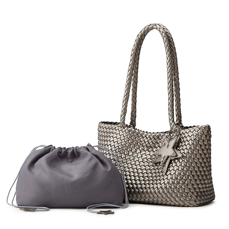 Women's Horizontal Hand-woven Large Capacity Mother Portable Women's Shoulder Bag