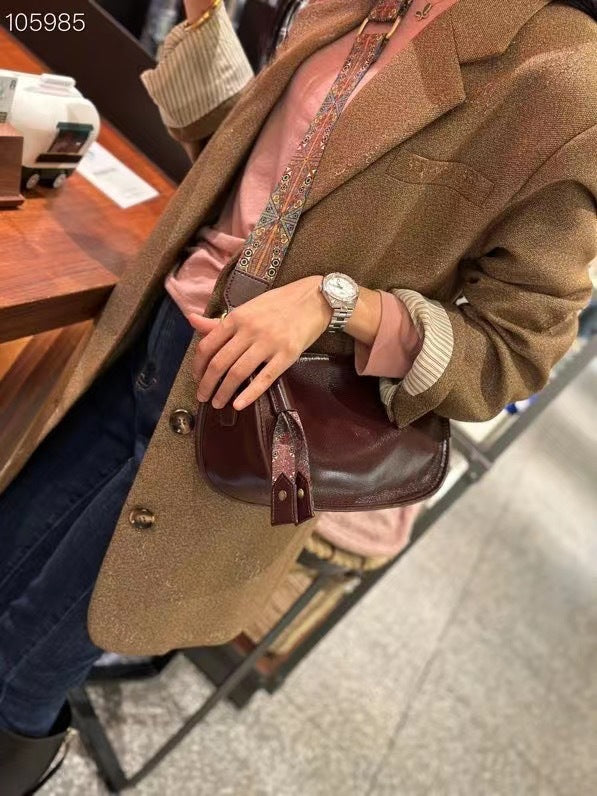 Women's Capacity Soft Full Grain Leather Texture Wide Shoulder Bags