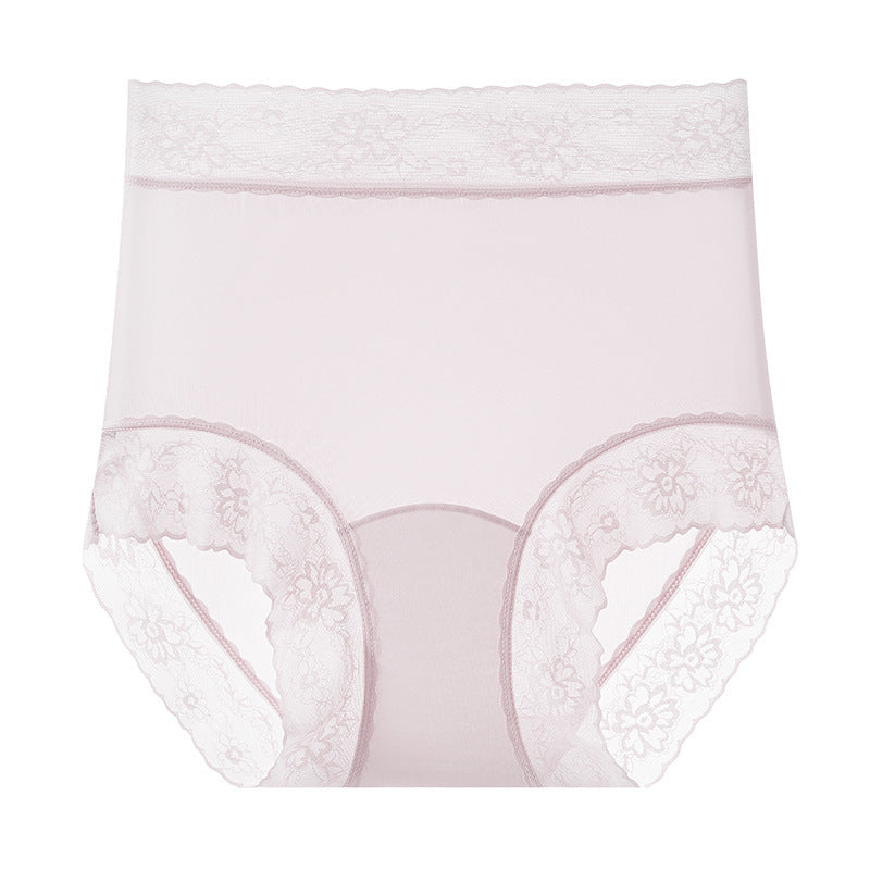 Women's Ice Silk Camellia Pla High Waist Panties