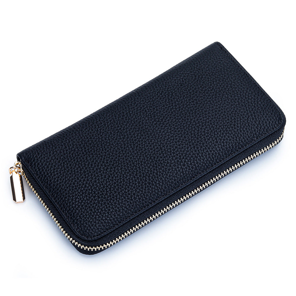 Zipper First Layer Cowhide Large Capacity Ladies Wallet