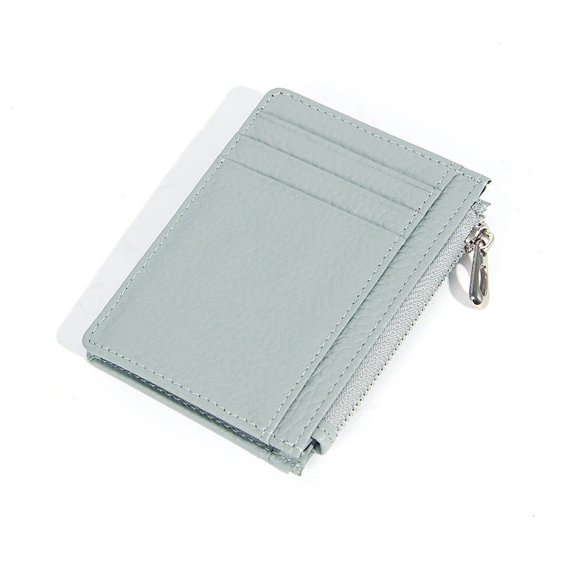 Women's & Men's & Leather Cowhide Solid-color Thin Section Card Holder