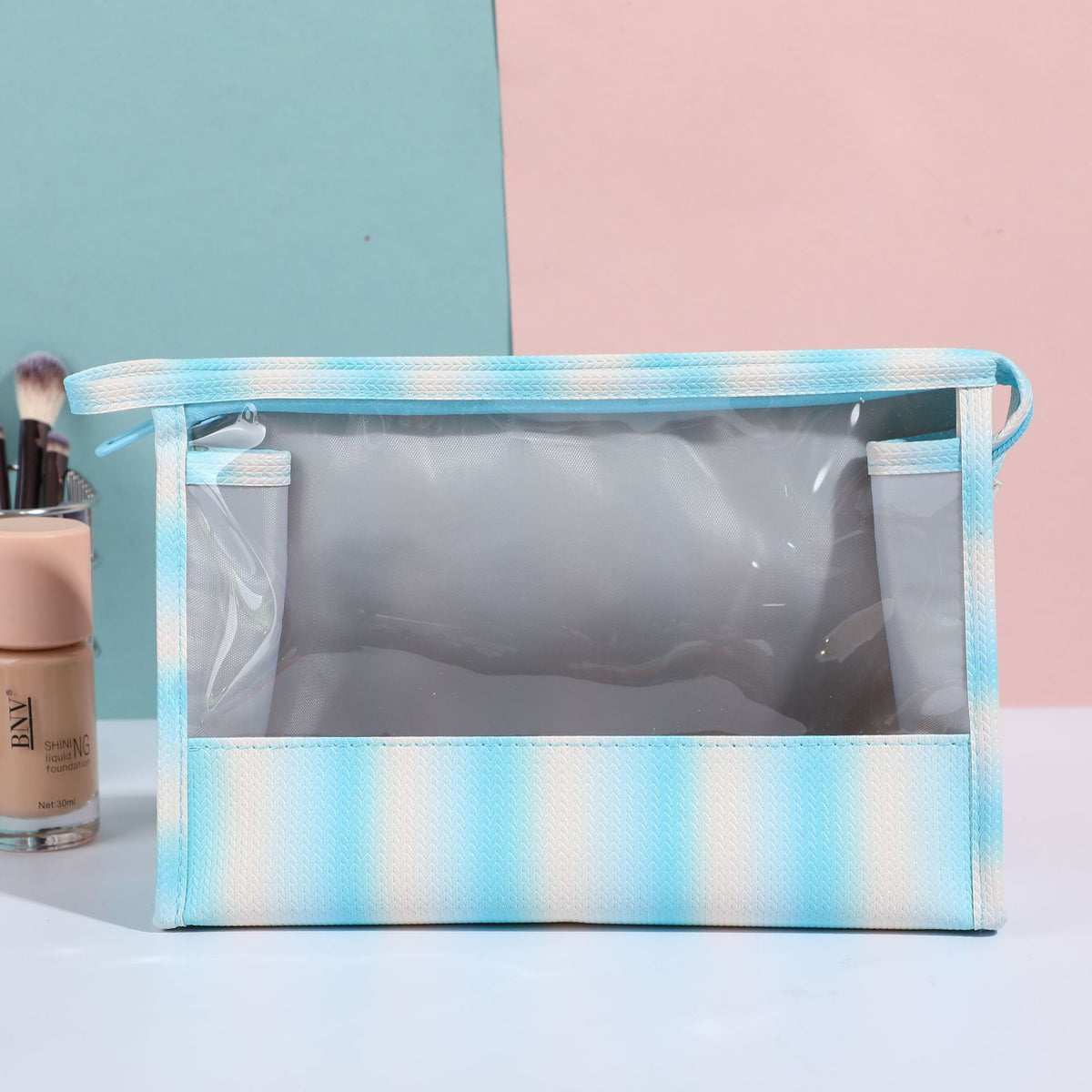 Transparent Striped Rainbow Portable Storage Wash Bags