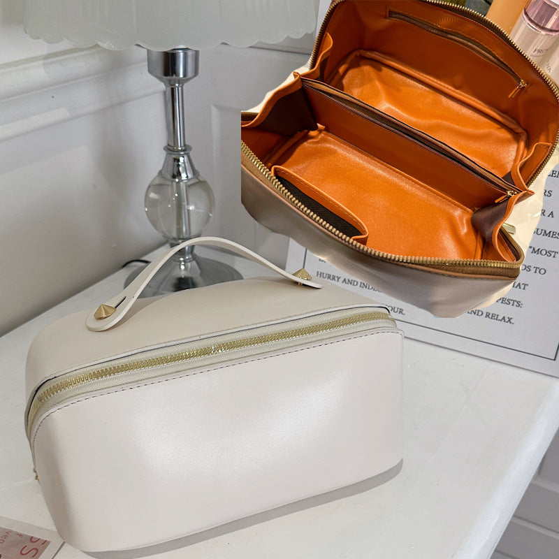 Women's Korean Style Portable Leather Wash Large Capacity Cosmetic Bags