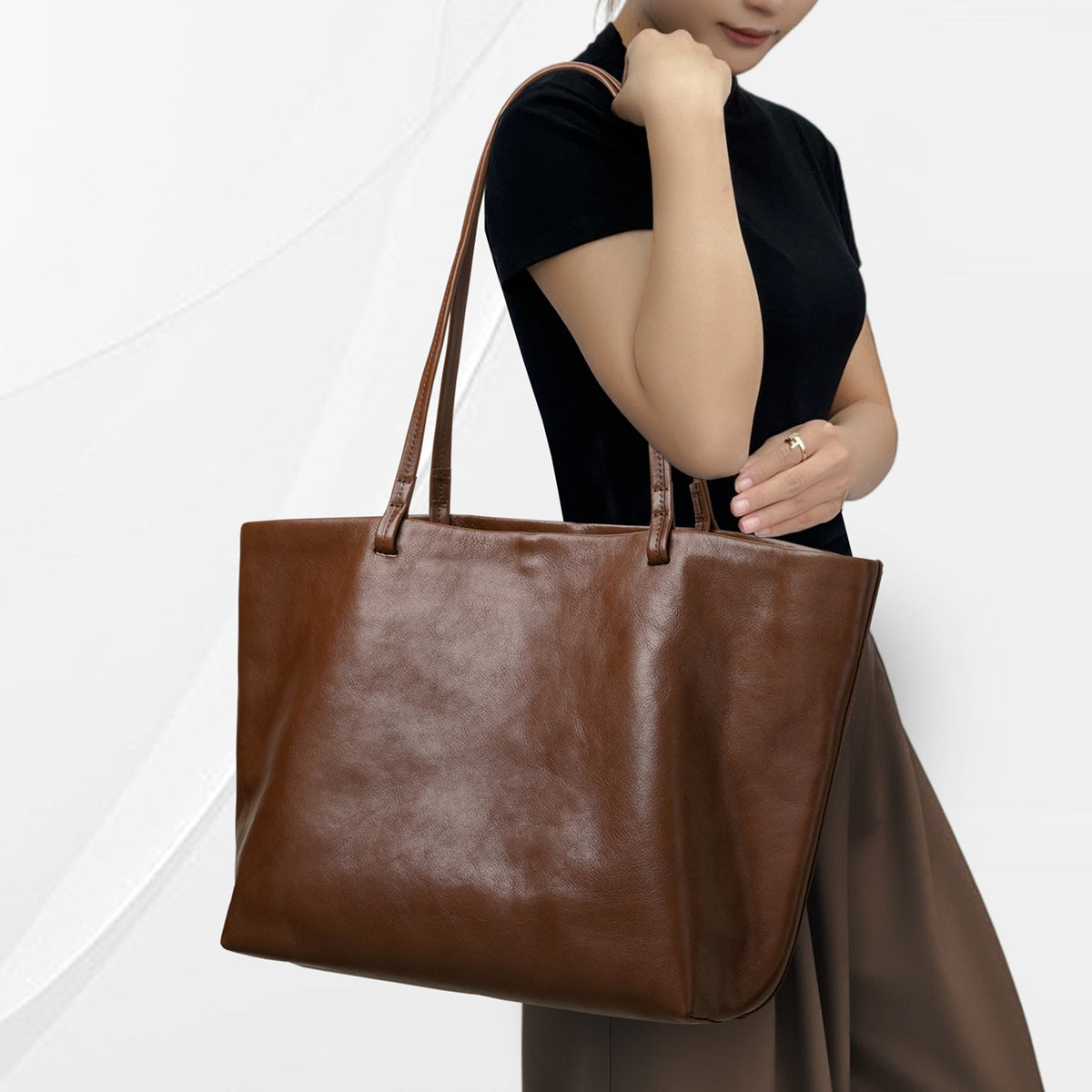 Women's Capacity Lazy Loose Feeling Daily Commute Genuine Bags