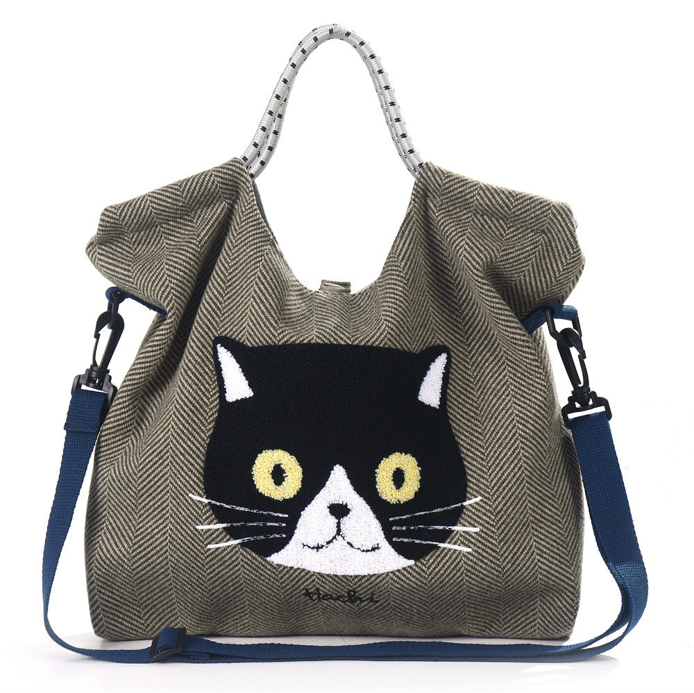 Women's Winter Cartoon Embroidered Fashion Large Capacity Women's Shoulder Bag