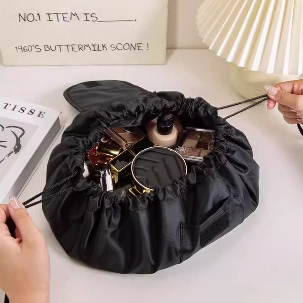 Molding Lazy Storage Black Satin Cosmetics Large Capacity Makeup Bag