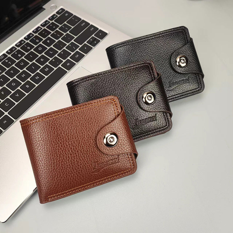 Men's With Zip Soft Leather Horizontal Large Men's Wallets
