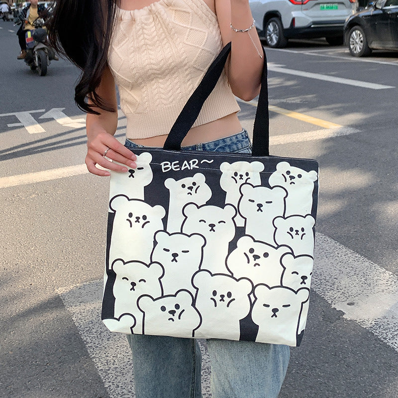 Women's Canvas Large Capacity Korean Style Commuter Women's Shoulder Bag