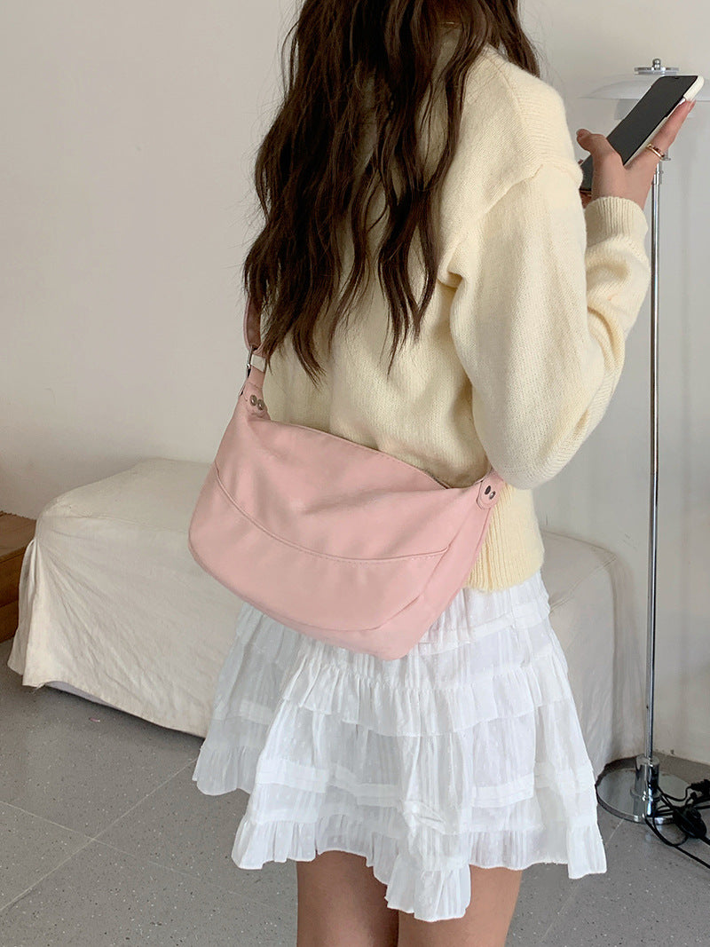 Women's Minority Korean Style Pink Dumpling Underarm Crossbody Bags