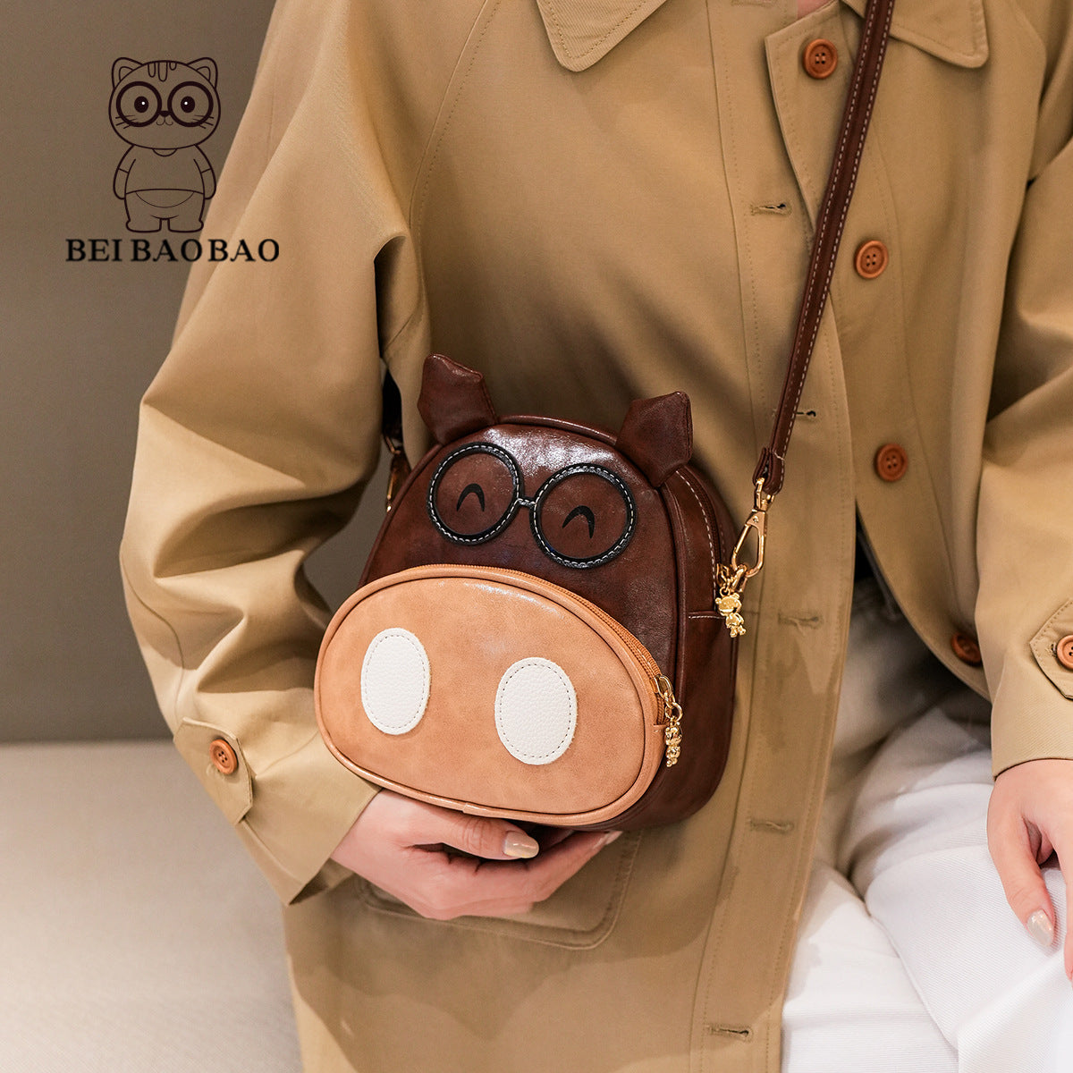 Source Female Childlike Cartoon Khaki Korean Shoulder Bags