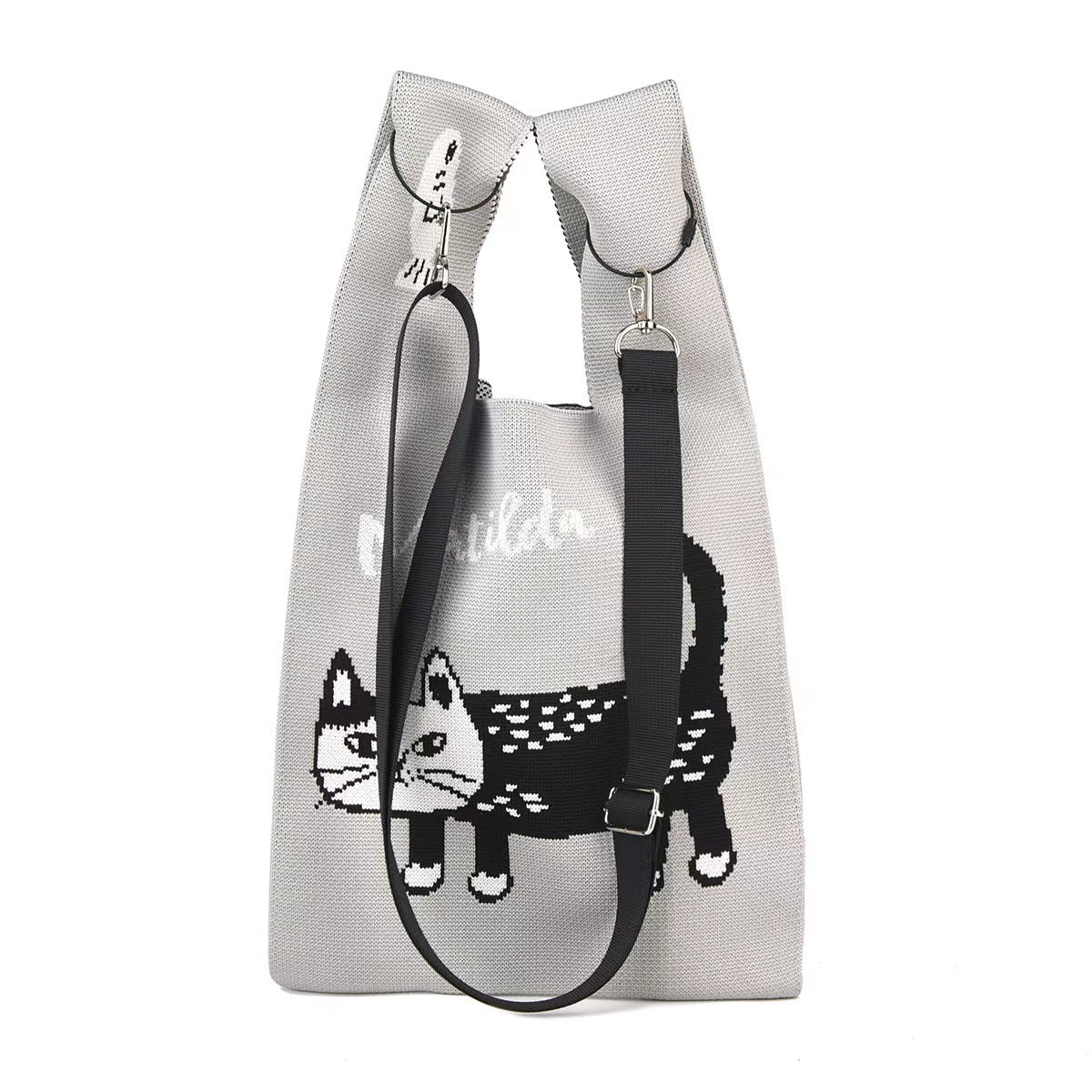 Versatile Cartoon Cat Hand Vest Knitted Handbags