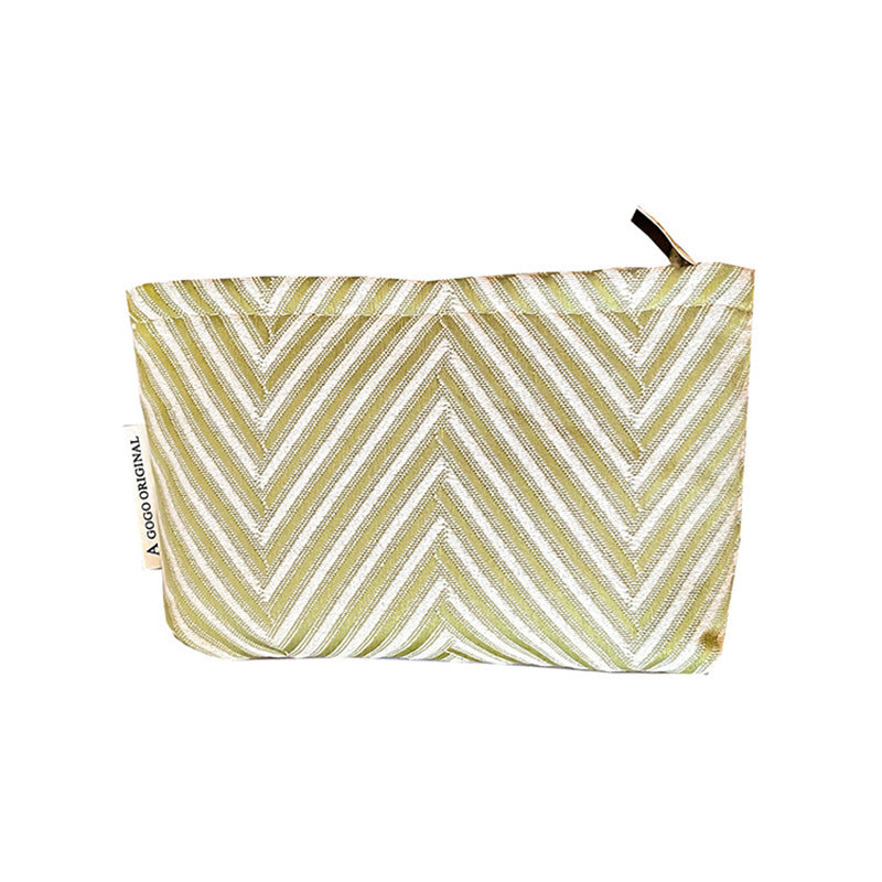 Geometric Striped Make-up Canvas Portable Skin Care Buggy Makeup Bag