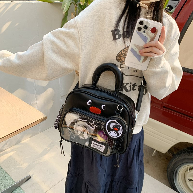 Cartoon Stylish Female Good-looking Korean White Cat Transparent Bags