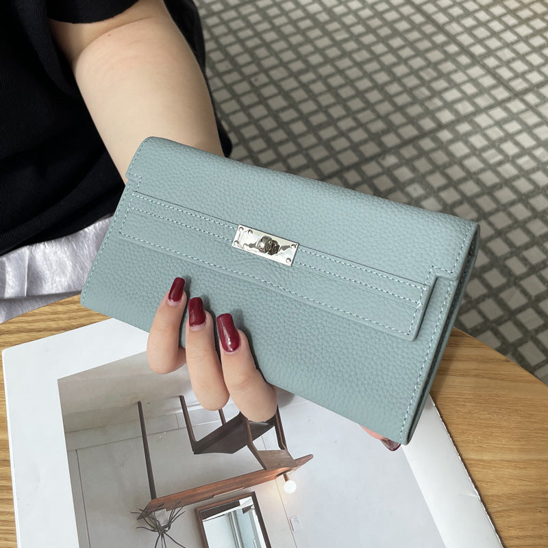 Women's First Layer Cowhide Clutch Real Leather Long High Ladies Wallet