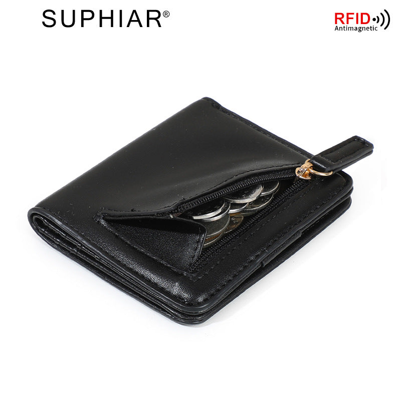 New Women's Simple Zipper Two-fold Short Coin Purses