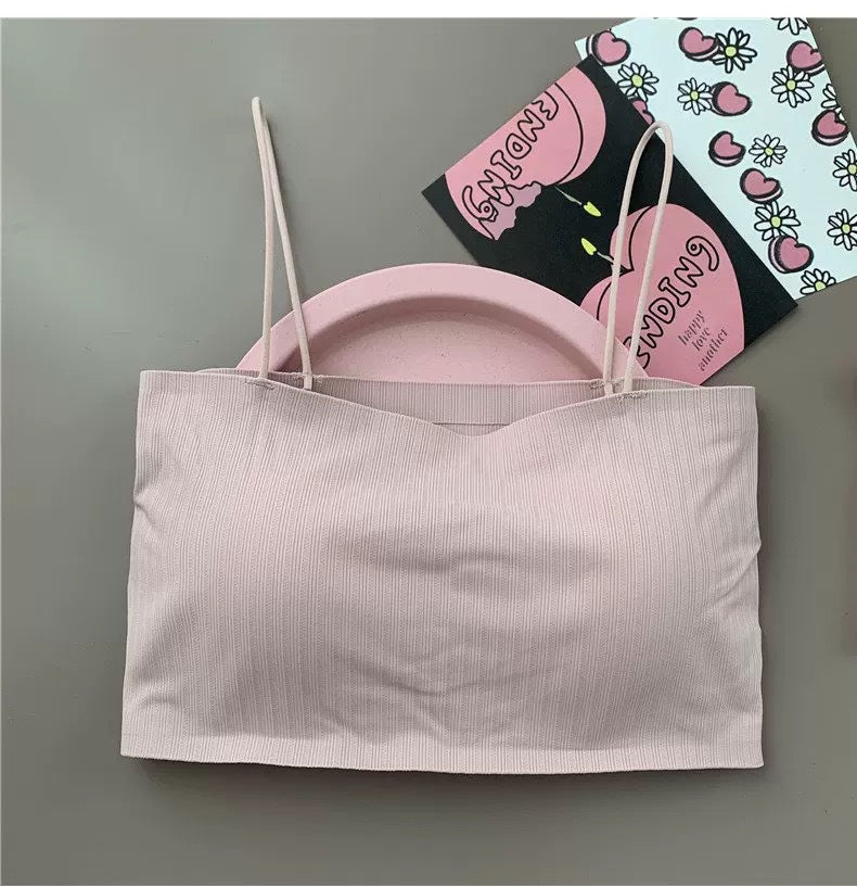 Women's Braces Breast Pad Tube Top Short Vest Gathered Tanks Camis