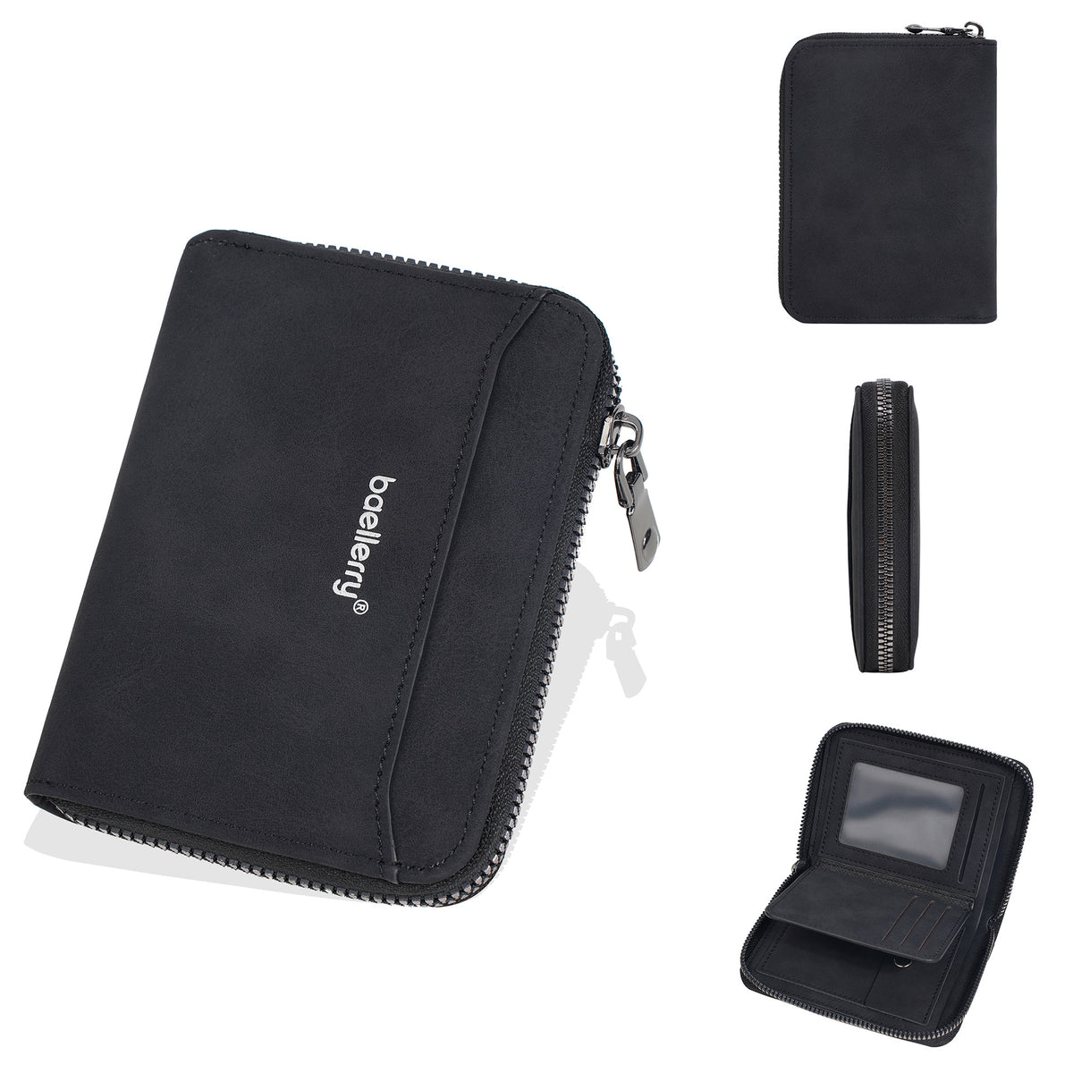 Men's Short High-grade Frosted Zipper Simple Leather Men's Wallet