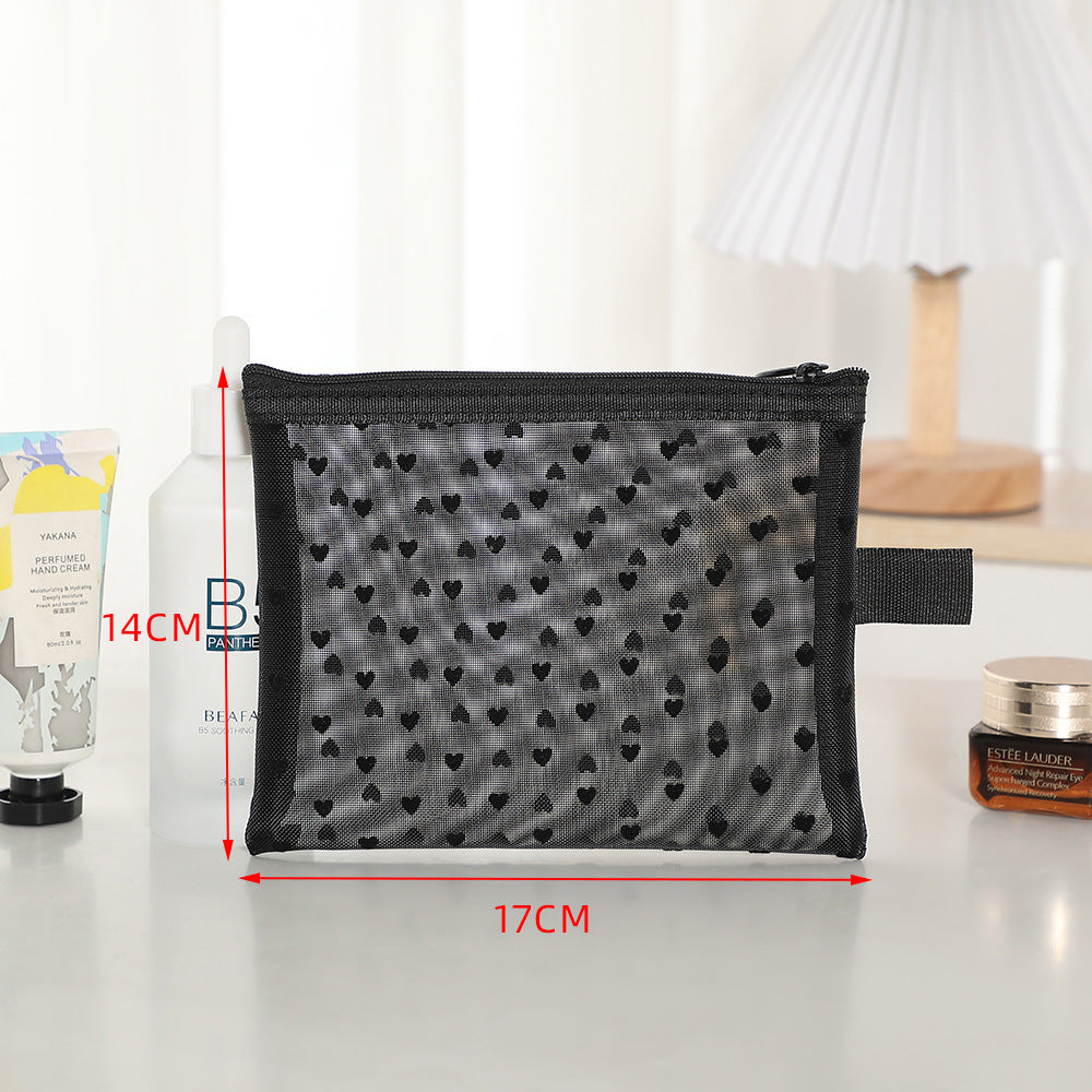 Women's Mesh Style Super Hot Portable Love Makeup Bag