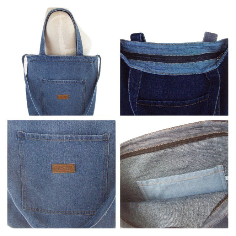 Style Jean Canvas Denim Large Shopping Mom Women's Messenger Bag