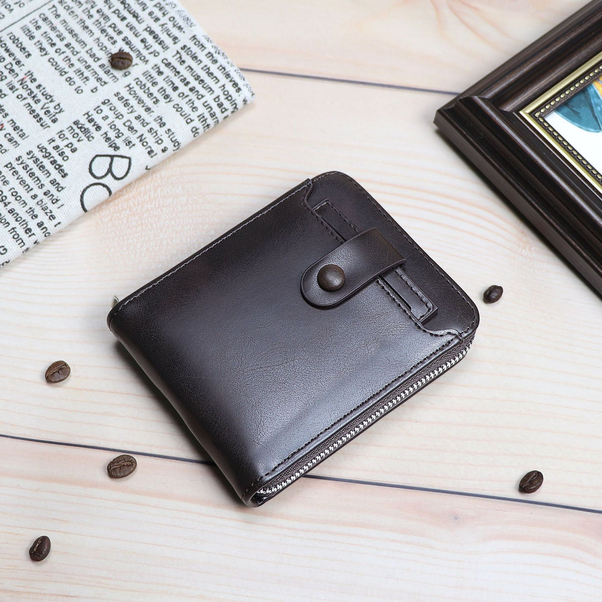 Men's Short Large Capacity External Zipper Portable Men's Wallet