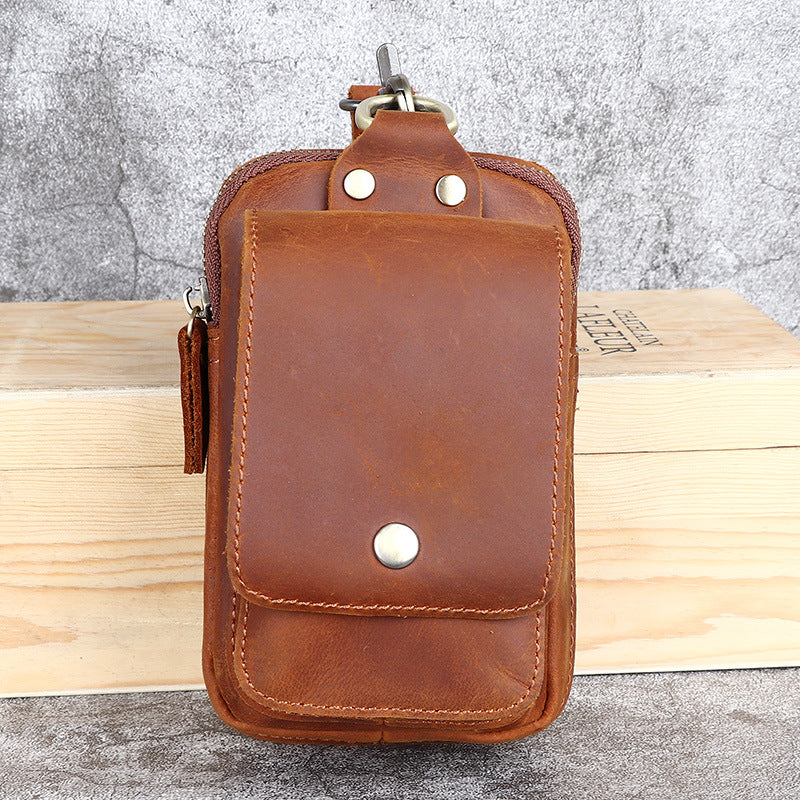Men's Crazy Horse Leather Genuine Retro Leisure First Layer Men's Waist Packs