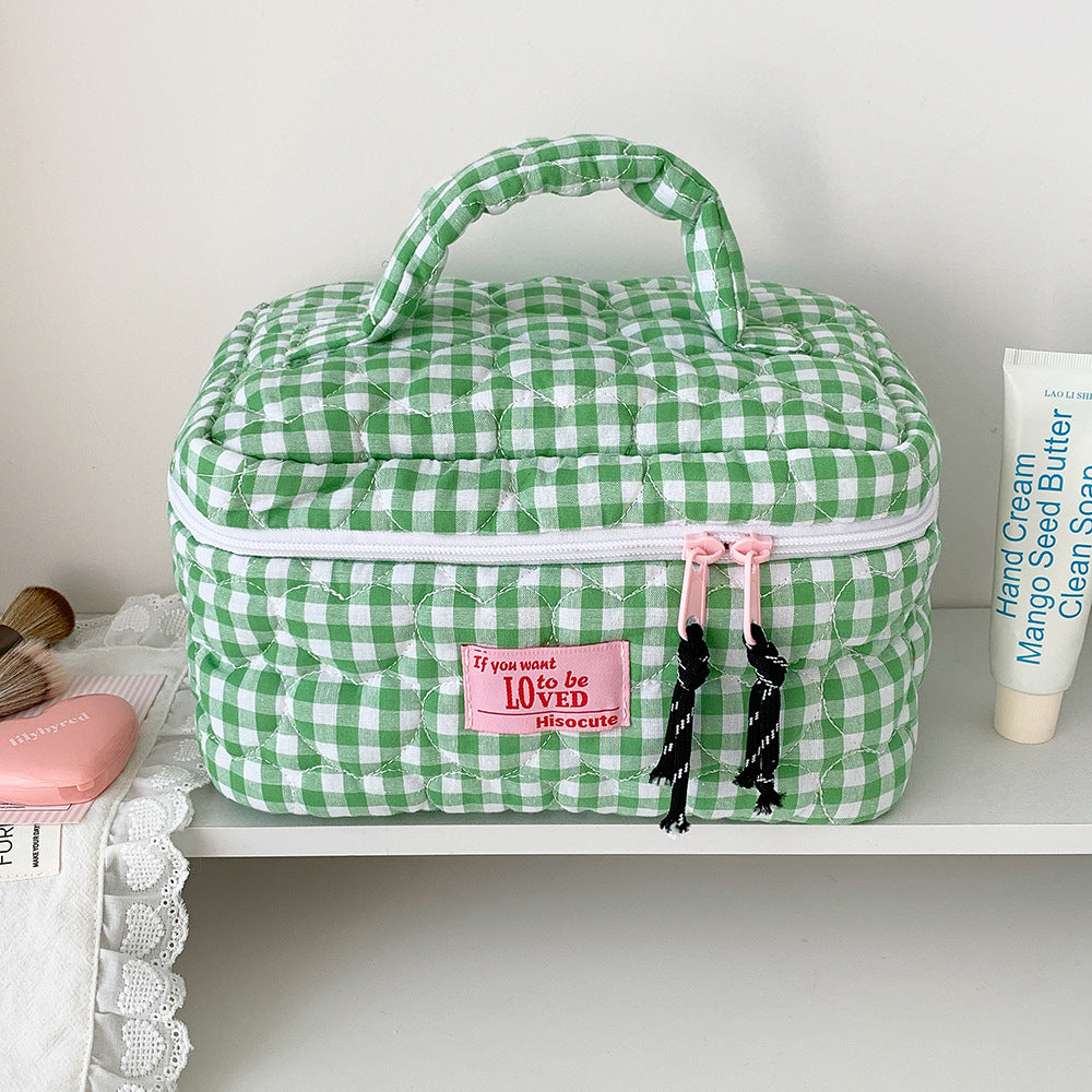 Portable Large Capacity Color Plaid Storage Bags