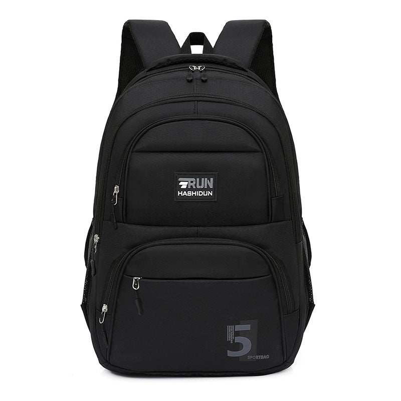 Simple Black College Nylon Waterproof Large Backpacks