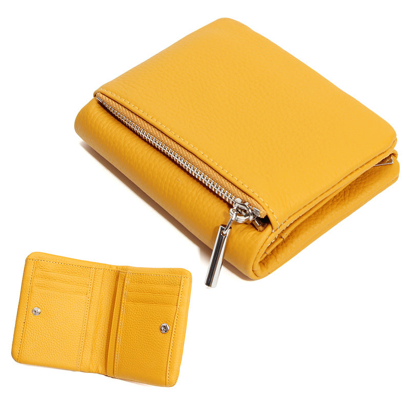 First Layer Cowhide Unisex Thin Section Zipper Convenient Ladies Wallet