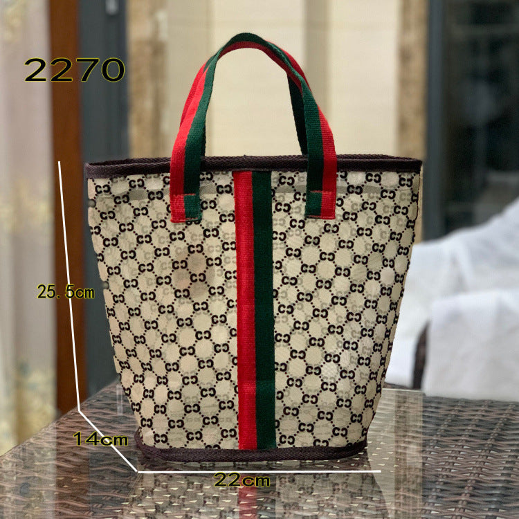 Fog Flower Korean Mesh Flocking Large Capacity Portable Bags