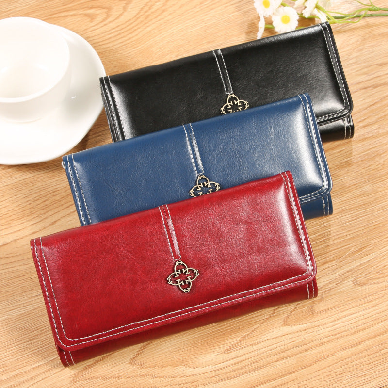 Women's Simple Soft Leather Long Zip Trendy Multiple Ladies Wallet